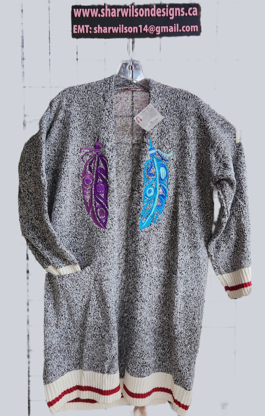 Cardi Sweater-Art: Feather by Angela Kimble