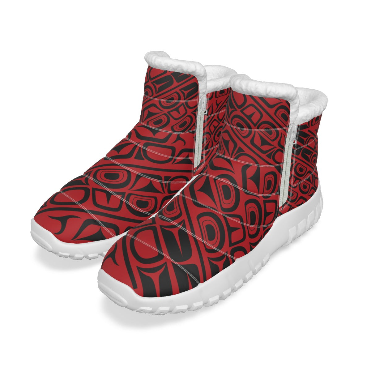 Form Red on Black Women's Zip-up Snow Boots