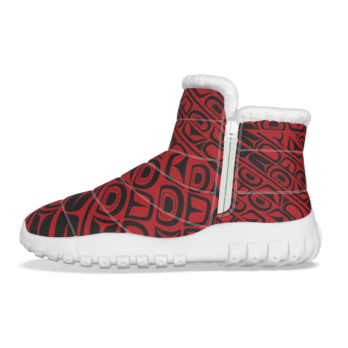 Form Red on Black Women's Zip-up Snow Boots