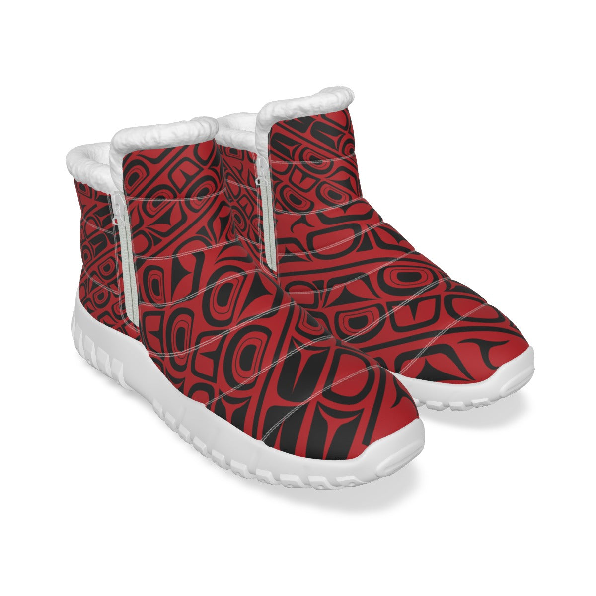 Form Red on Black Women's Zip-up Snow Boots