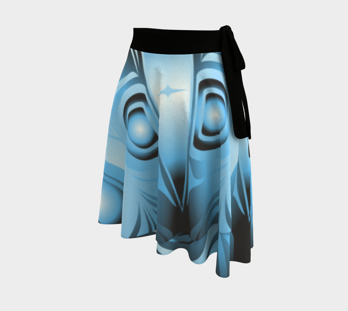 Abstract Sky Blue Wrap Skirt