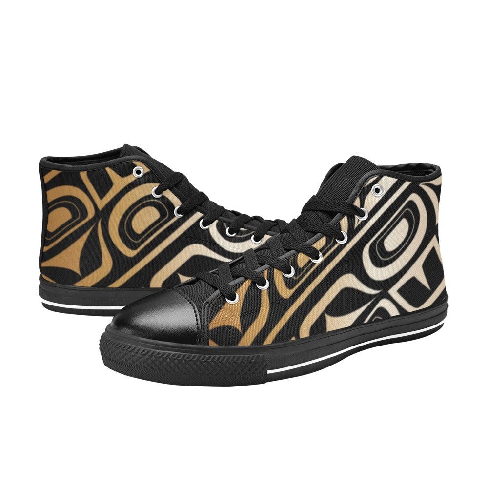 Form Copper on Black Mens Hightop Canvas Shoes