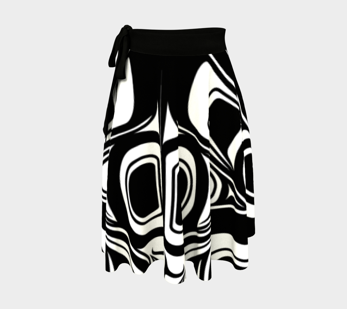 Abstract Black Wrap Skirt