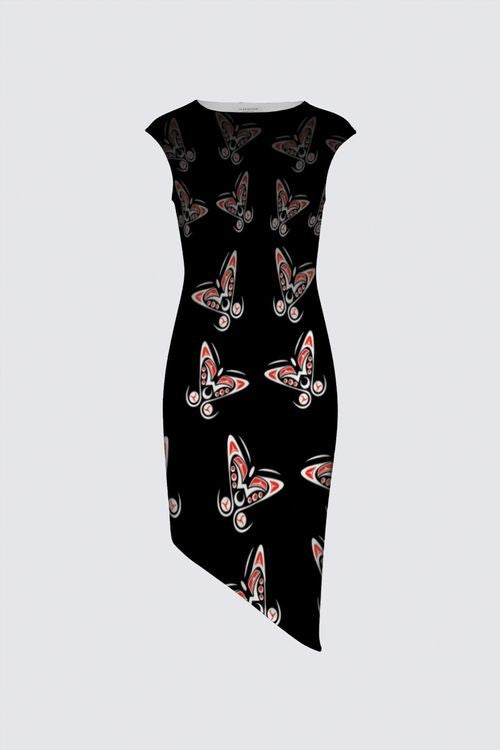Butterflies on Black Feather Dress