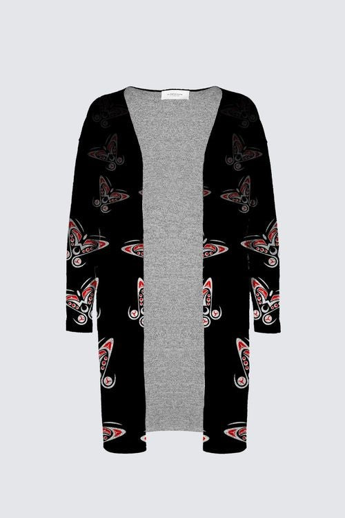 Butterfly on Black PS Duster Cardigan