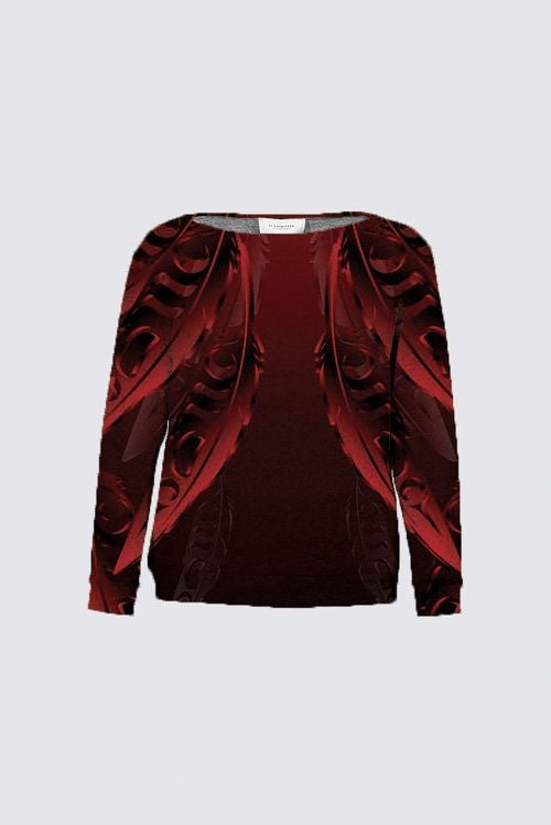 Feather 3D Red Crew Knit Top