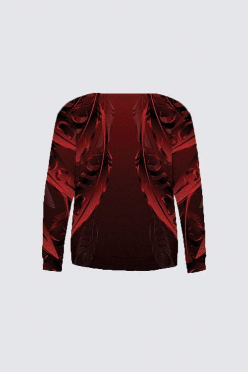 Feather 3D Red Crew Knit Top