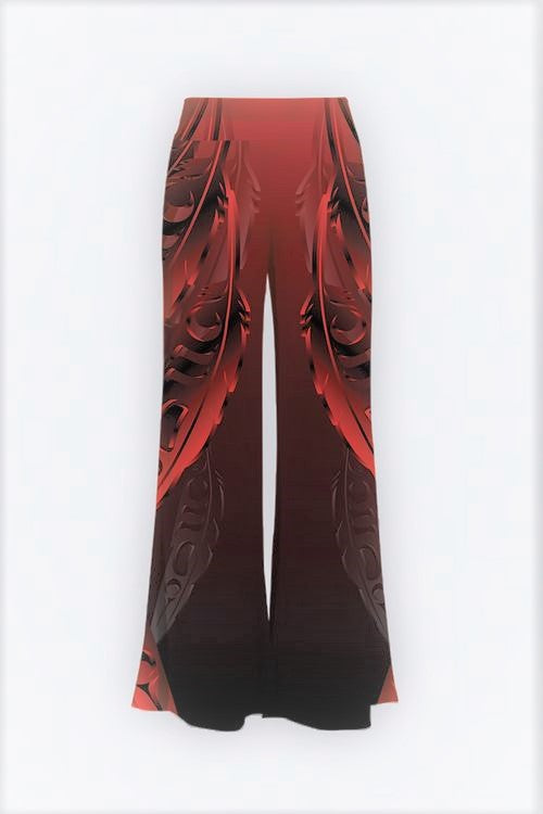 Feather 3D Red Palazzo Pants