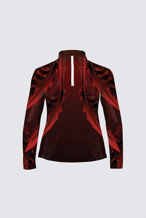 Feather 3D Red PS Zipped Crew Top