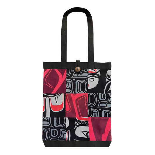 Patchwork Fashion Tote (Black/Red)