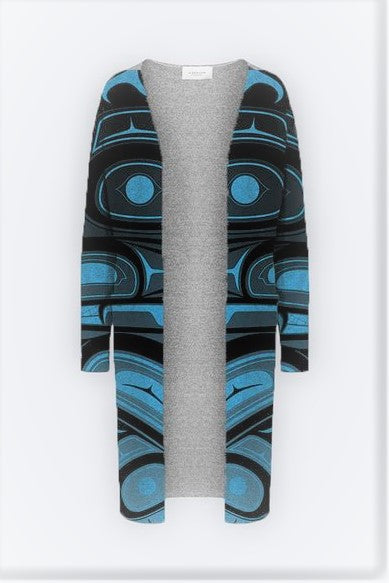 Raven Abstract Blue Duster Cardigan