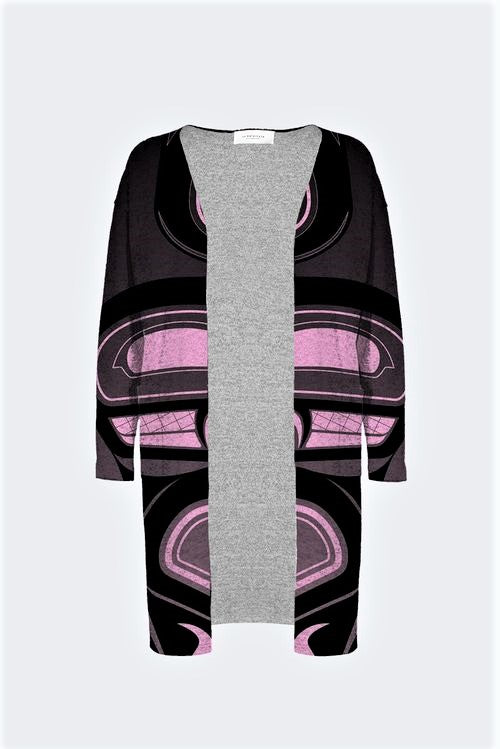 Raven Abstract Pink PS Duster Cardigan