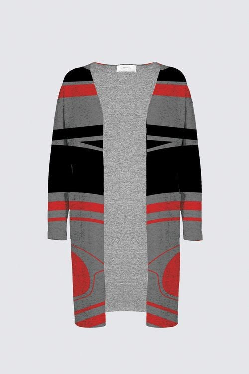 Raven Abstract Traditional PS Duster Cardigan