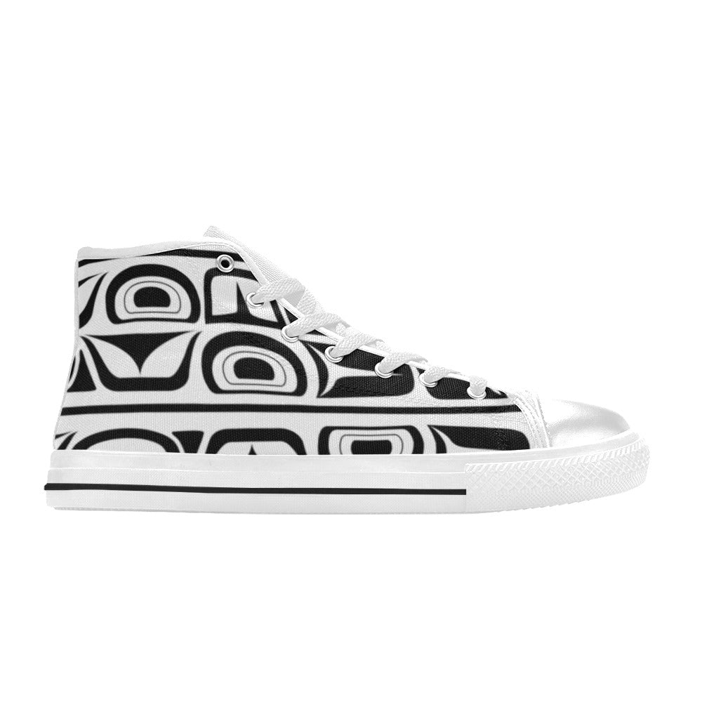 Form Black on White Men’s Classic High Top Canvas Shoes (Model 017)